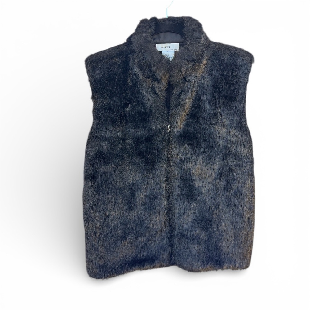 Faux Fur Vest in Black and Brown